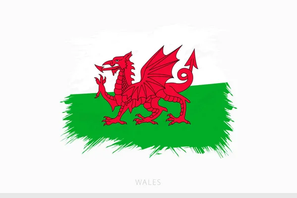 Wales Grunge Zászló Vektor Elvont Grunge Fogmosott Zászló Wales — Stock Vector