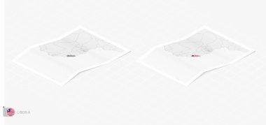 Liberya 'nın gölgeli iki gerçekçi haritası. Liberya bayrağı ve haritası izometrik tarzda.