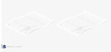 Marshall Adaları 'nın gölgeli iki gerçekçi haritası. Marshall Adaları 'nın bayrak ve haritası izometrik tarzda.