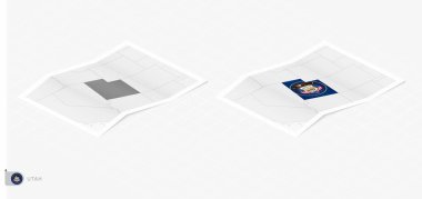 Utah 'ın gölgeli iki gerçekçi haritası. Utah bayrağı ve haritası izometrik tarzda.