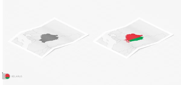 Set Two Realistic Map Belarus Shadow Flag Map Belarus Isometric — стоковий вектор