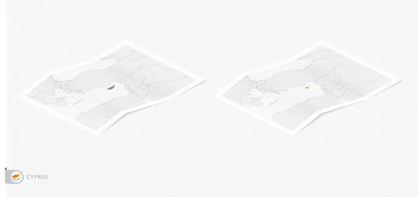 Set Two Realistic Map Cyprus Shadow Flag Map Cyprus Isometric — Image vectorielle