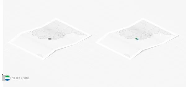 Set Two Realistic Map Sierra Leone Shadow Flag Map Sierra — Stockvektor