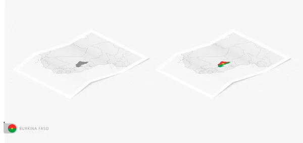 Conjunto Dos Mapas Realistas Burkina Faso Con Sombra Bandera Mapa — Vector de stock