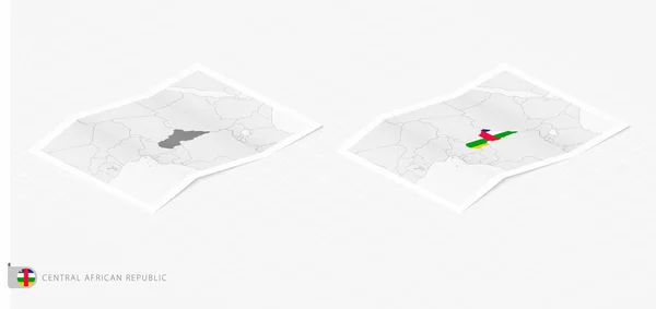 Set Two Realistic Map Central African Republic Shadow Flag Map — ストックベクタ