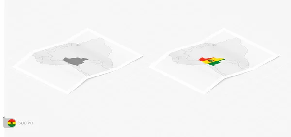 Set Two Realistic Map Bolivia Shadow Flag Map Bolivia Isometric — Vettoriale Stock