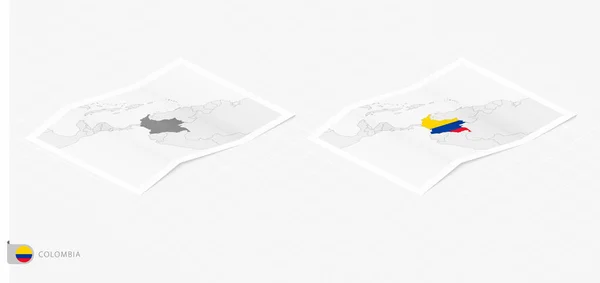 Set Two Realistic Map Colombia Shadow Flag Map Colombia Isometric — стоковий вектор
