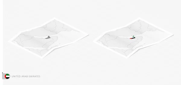 Set Two Realistic Map United Arab Emirates Shadow Flag Map — Stockvektor