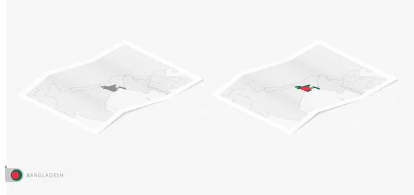 Set Two Realistic Map Bangladesh Shadow Flag Map Bangladesh Isometric — стоковий вектор