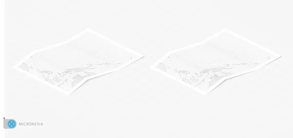 Набор Двух Реалистичных Карт Микронезии Тенью Флаг Карта Микронезии Изометрическом — стоковый вектор