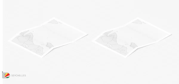 Zestaw Dwóch Realistycznych Map Seszeli Cieniem Flaga Mapa Seszeli Stylu — Wektor stockowy