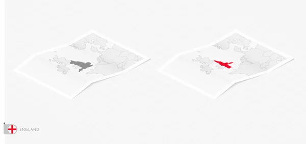 Set Two Realistic Map England Shadow Flag Map England Isometric — Image vectorielle