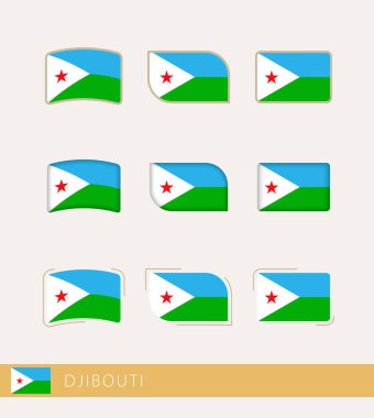 Vector flags of Djibouti, collection of Djibouti flags.