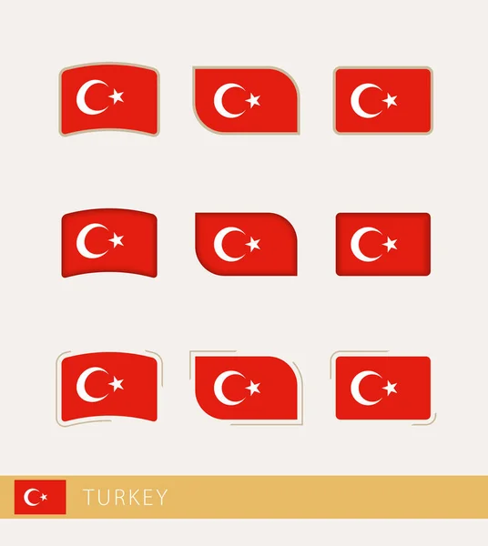 Векторные Флаги Турции Коллекция Флагов Турции — стоковый вектор