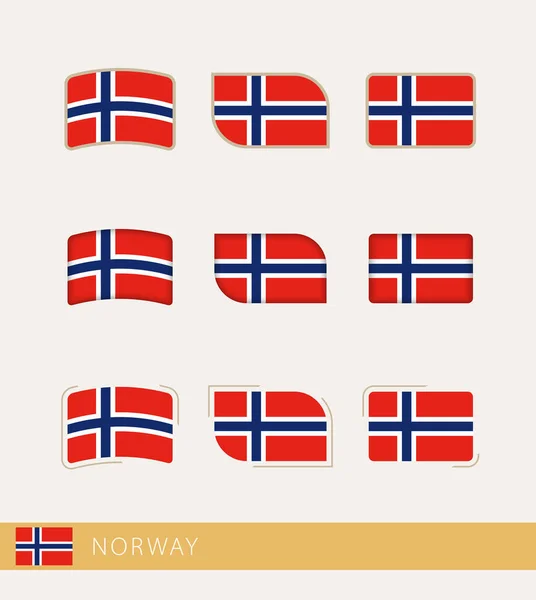 Векторные Флаги Норвегии Коллекция Флагов Норвегии — стоковый вектор