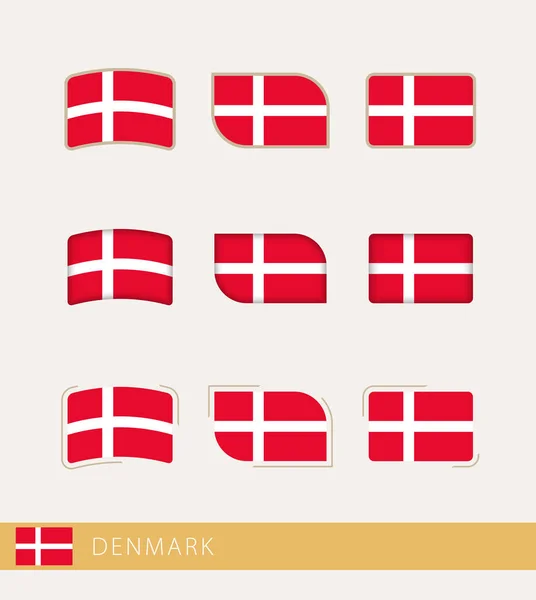 Vektor Flaggen Von Dänemark Sammlung Von Dänemark Flaggen — Stockvektor