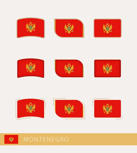 Vector Flags Montenegro Collection Montenegro Flags — Wektor stockowy