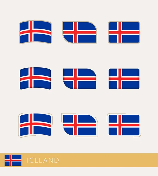 Vektorflaggor Island Samling Islands Flaggor — Stock vektor