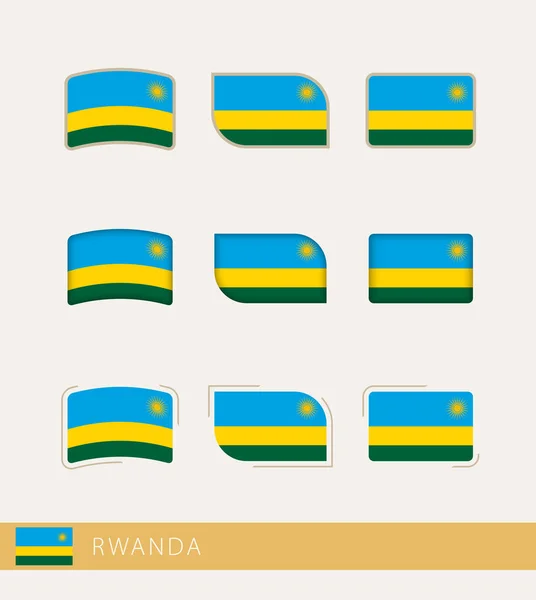 Vektorflaggor Rwanda Samling Rwandas Flaggor — Stock vektor