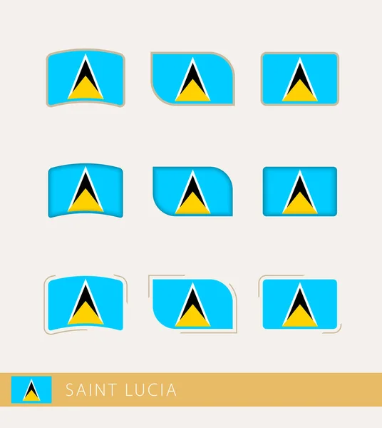 Vektor Flaggor Saint Lucia Samling Saint Lucia Flaggor — Stock vektor
