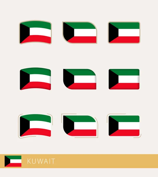 Kuwaits Vektorflaggor Kuwaits Flaggsamling — Stock vektor