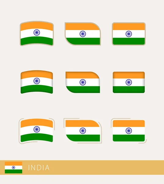 Vektorové Vlajky Indie Sbírka Indických Vlajek — Stockový vektor