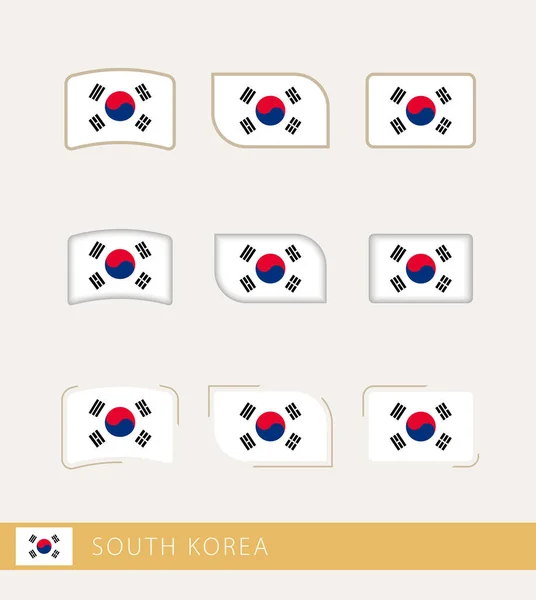 Banderas Vectoriales Corea Del Sur Colección Banderas Corea Del Sur — Vector de stock