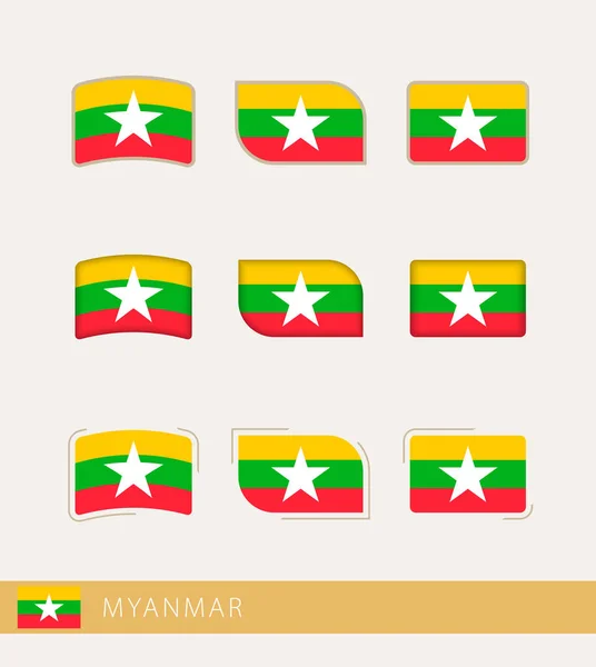 Vector Flags Myanmar Collection Myanmar Flags — Stockový vektor