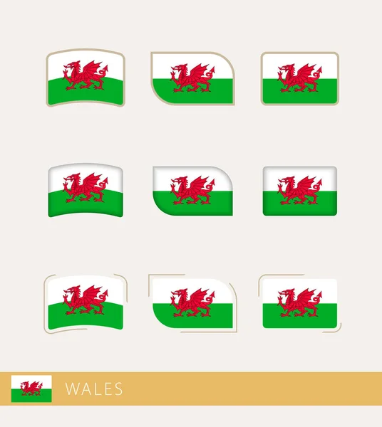 Drapeaux Vectoriels Pays Galles Collection Drapeaux Pays Galles — Image vectorielle