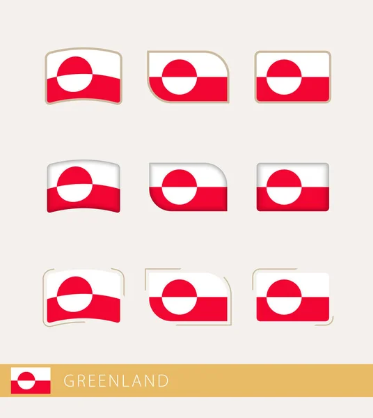 Grönlands Vektorflaggor Grönlands Flaggsamling — Stock vektor