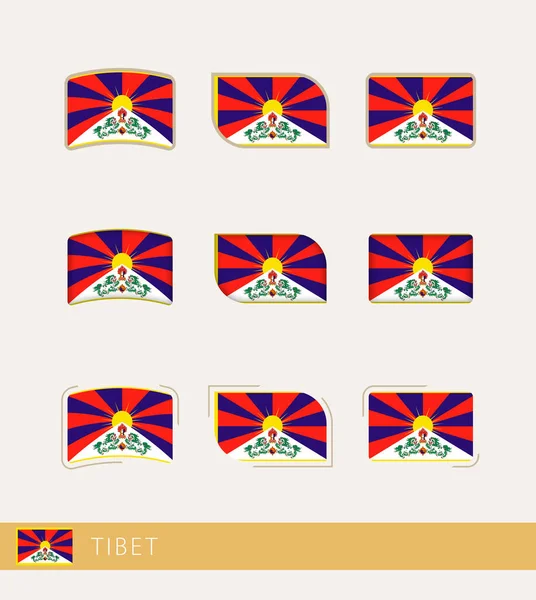 Banderas Vectoriales Del Tíbet Colección Banderas Del Tíbet — Vector de stock