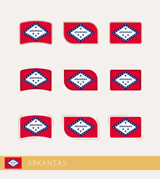 Vector Vlaggen Van Arkansas Verzameling Van Arkansas Vlaggen — Stockvector