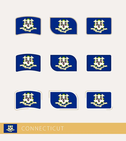 Bandiere Vettoriali Del Connecticut Collezione Bandiere Del Connecticut — Vettoriale Stock