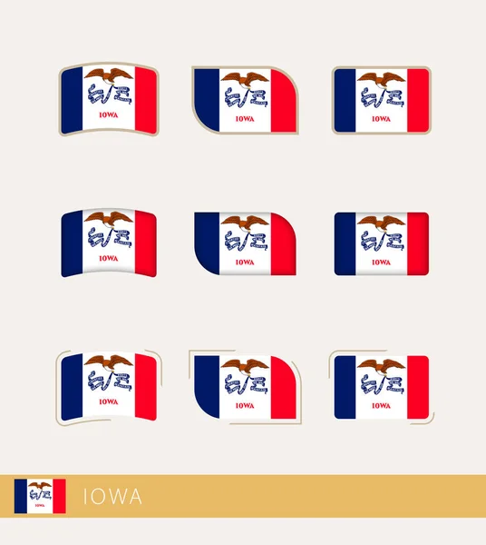 Iowa Nın Vektör Bayrakları Iowa Bayrakları Koleksiyonu — Stok Vektör