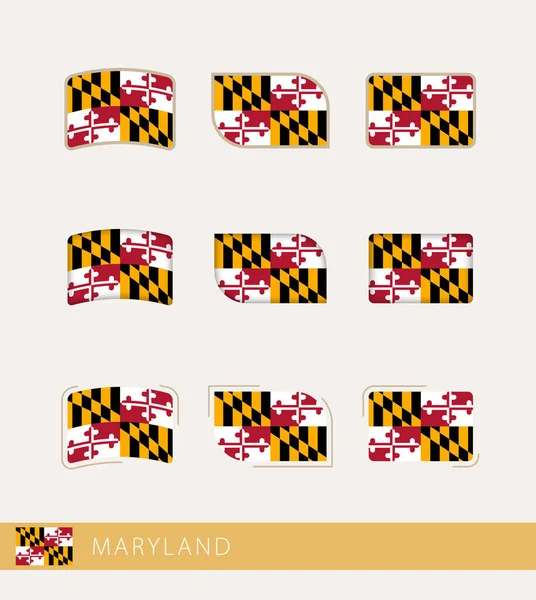 Vektorflaggor Maryland Samling Maryland Flaggor — Stock vektor