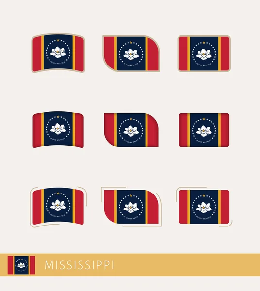 Vector Flags Mississippi Collection Mississippi Flags — Stok Vektör