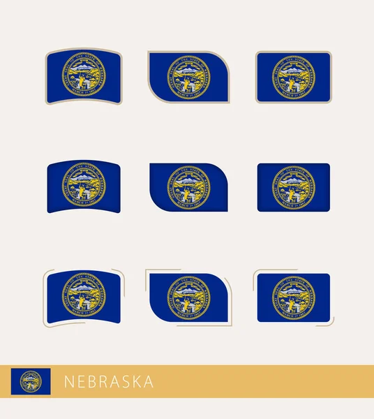 Vector Flags Nebraska Collection Nebraska Flags — Vettoriale Stock