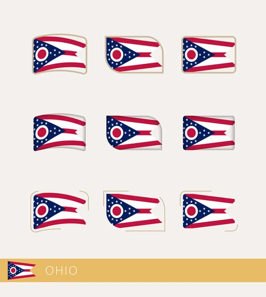 俄亥俄州的矢量旗 俄亥俄州旗的收集 — 图库矢量图片