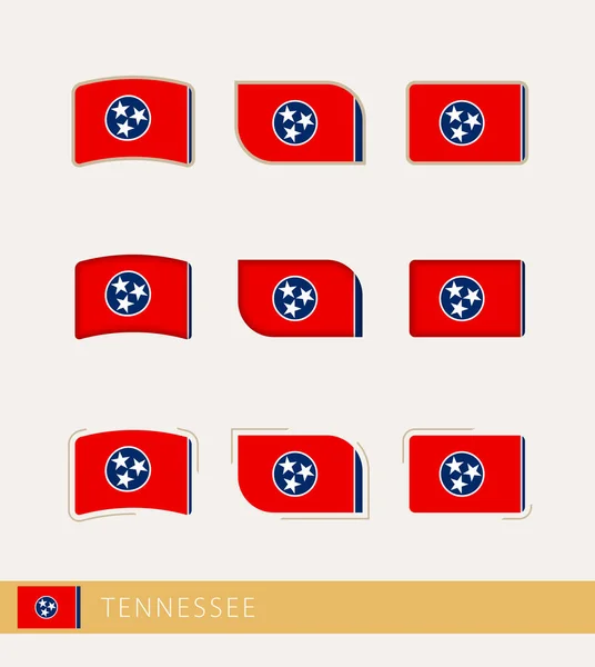 Bandiere Vettoriali Del Tennessee Collezione Bandiere Del Tennessee — Vettoriale Stock