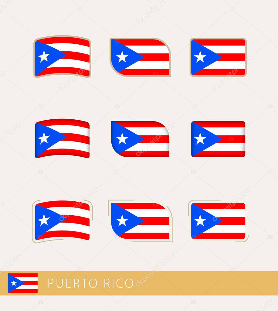 Vector flags of Puerto Rico, collection of Puerto Rico flags.