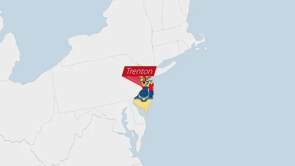 Mapa Del Estado Nueva Jersey Resaltado Los Colores Bandera Nueva — Vector de stock