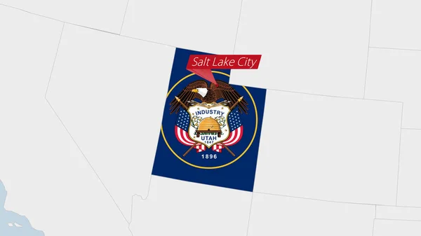 State Utah Mapa Destacado Cores Bandeira Utah Pino Capital País —  Vetores de Stock