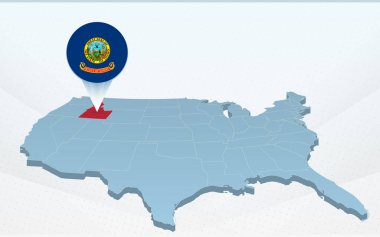 Amerika Birleşik Devletleri haritasında Idaho eyalet haritası perspektifte.