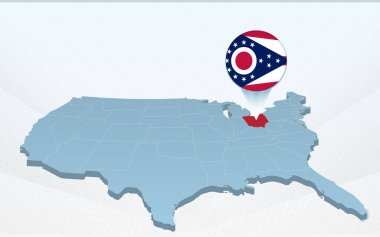 Ohio eyalet haritası Amerika Birleşik Devletleri haritası perspektifinde.