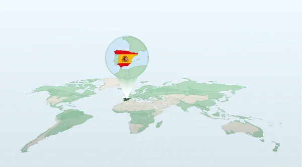 Παγκόσμιος Χάρτης Στην Προοπτική Που Δείχνει Την Τοποθεσία Της Χώρας — Διανυσματικό Αρχείο