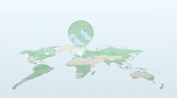 Παγκόσμιος Χάρτης Προοπτική Που Δείχνει Θέση Της Χώρας Του Αγίου — Διανυσματικό Αρχείο