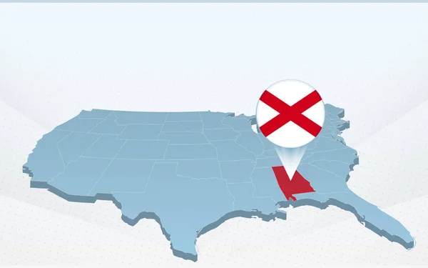 Alabama Mapa Stanu Mapie Stanów Zjednoczonych Ameryki Perspektywie — Wektor stockowy