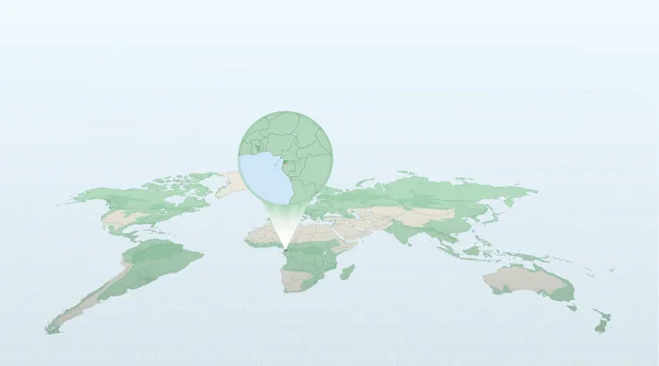 Mapa Mundial Perspectiva Que Muestra Ubicación Del País Guinea Ecuatorial — Vector de stock