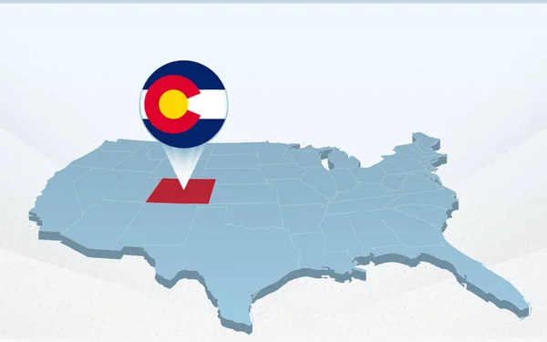 Colorado Staatskaart Kaart Van Verenigde Staten Van Amerika Perspectief — Stockvector
