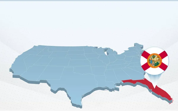 Florida State Map Auf Der Karte Der Vereinigten Staaten Von — Stockvektor